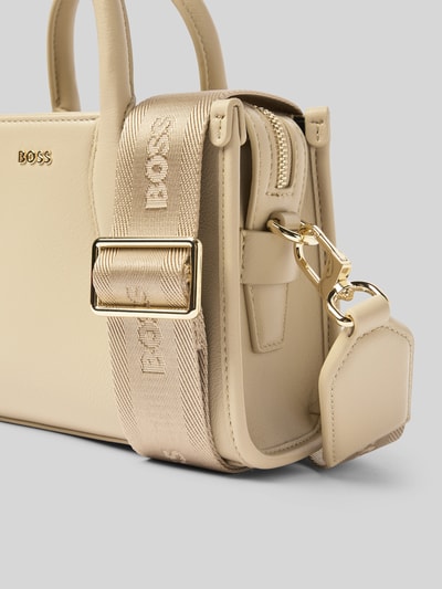 BOSS Torba tote mini z aplikacją z logo z metalu model ‘SANDY’ Szarobrązowy 3