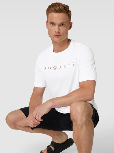 bugatti T-shirt z nadrukiem z logo Biały 3