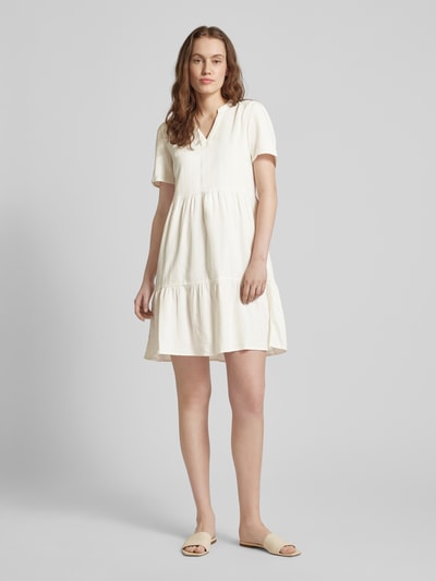 Only Mini-jurk van een mix van linnen en viscose, model 'TIRI' Offwhite - 1