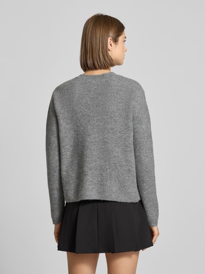 Pieces Regular fit gebreid jack met wol, modell 'SILLY' Middengrijs gemêleerd - 5