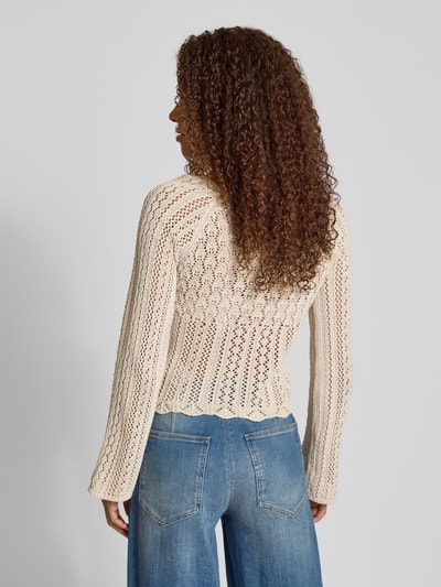 Only regular fit gebreide pullover met plooien, model 'NOLA' Ecru gemêleerd - 5
