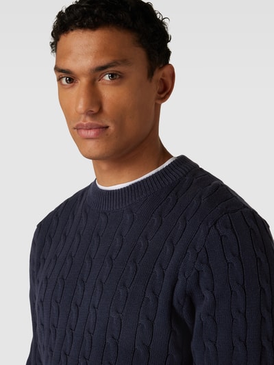 SELECTED HOMME Strickpullover mit Zopfmuster Marine 3