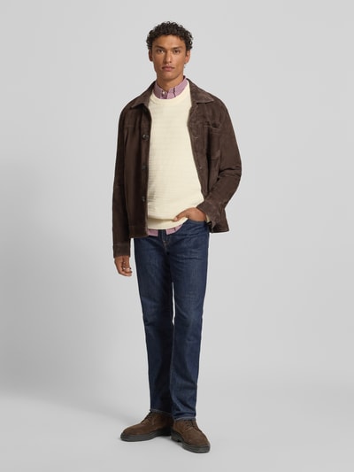 GANT Strickpullover mit Strukturmuster und Label-Stitching Offwhite 1