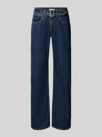Produktfoto, dunkelblaue Straight Fit Jeans aus reiner Baumwolle Modell 'SUPERLOW' von Levi's®, strukturierte Denim-Optik
