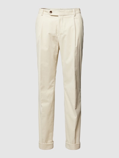 BOSS Spodnie materiałowe z wpuszczanymi kieszeniami w stylu francuskim model ‘Perin’ Złamany biały 2