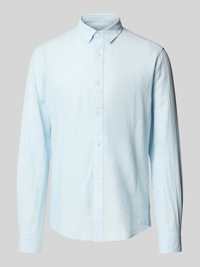 Only & Sons Slim Fit Leinenhemd mit Kentkragen Modell 'CAIDEN' Blau Melange 2