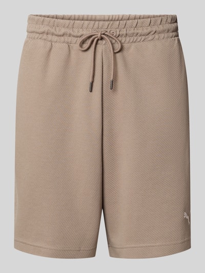 Produktfoto, beige Relaxed Fit Sweatshorts aus katoenmix 'ESS ELEVATED' van PUMA voor Heren, zachte stof, elastische tailleband