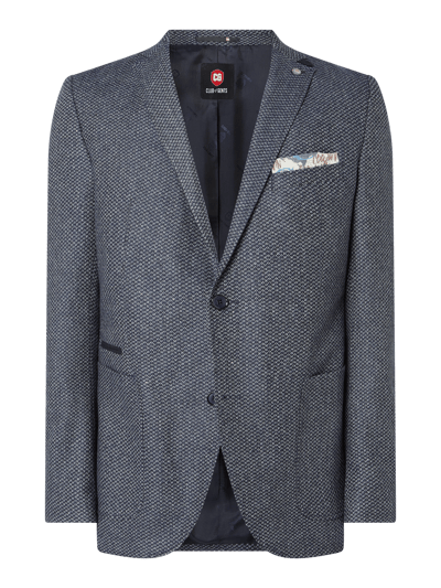 CG - Club of Gents Tailored fit 2-knoops colbert met geweven structuur, model 'Adkyn' Marineblauw - 2