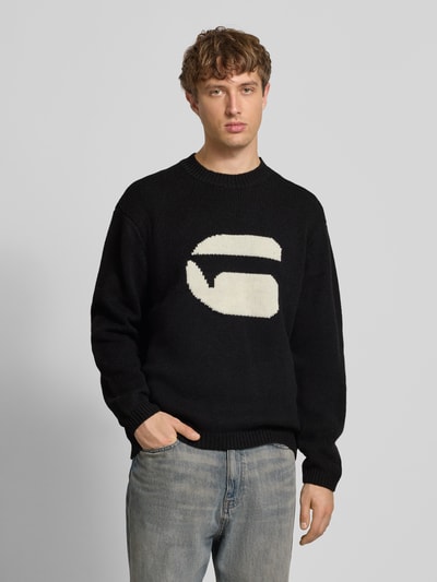 G-Star Raw Relaxed fit gebreide pullover met logo Zwart - 4