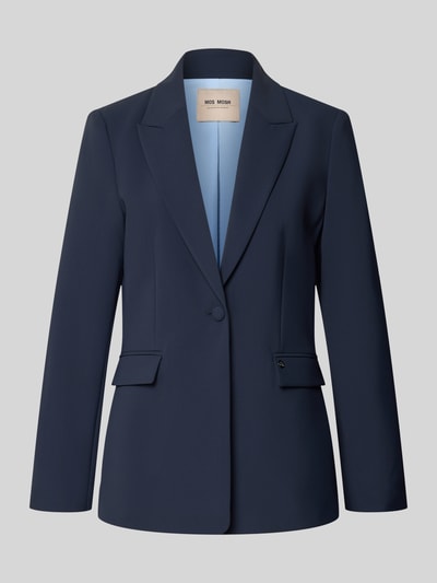Produktfoto, Regular Fit Blazer mit Reverskragen Modell 'Leonora' von MOS MOSH in Dunkelblau, Knopfverschluss, glatte Struktur