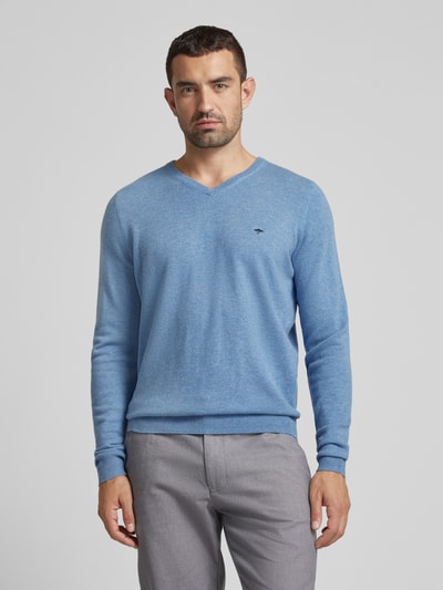 Fynch-Hatton Strickpullover mit V-Ausschnitt Hellblau 4