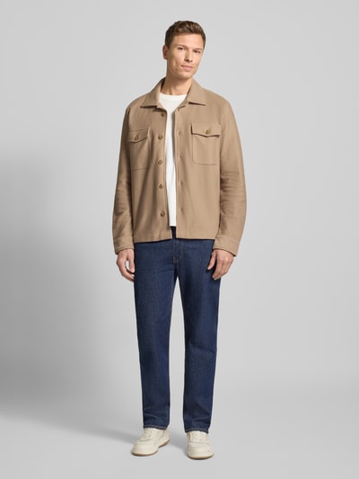 SELECTED HOMME Regular fit overhemdjack van puur biologisch katoen, model 'OLIVER' Taupe - 1