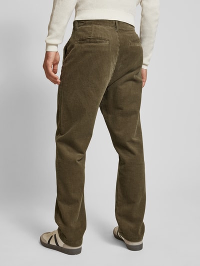 Calvin Klein Jeans Straight leg corduroy broek met achterzakken, model 'CORDUROY' Donkerbruin - 5