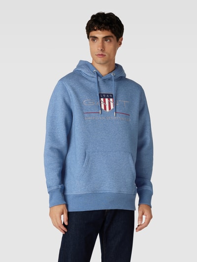 Gant Hoodie met labelstitching, model 'ARCHIVE SHIELD' Oceaanblauw gemêleerd - 4