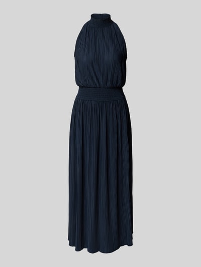 Samsøe Samsøe Midi-jurk met plissévouwen en opstaande kraag model 'UMA' Marineblauw - 2