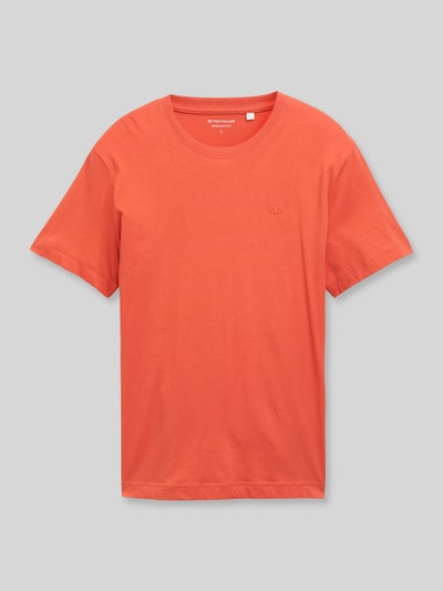 Produktfoto, Regular Fit T-Shirt aus reiner Baumwolle von Tom Tailor in Optik: Unifarben, Logo-Stitching, Rundhals, Ärmelform: Kurzarm, Materialverarbeitung: Jersey, Material: reine Baumwolle, Herren T-Shirt