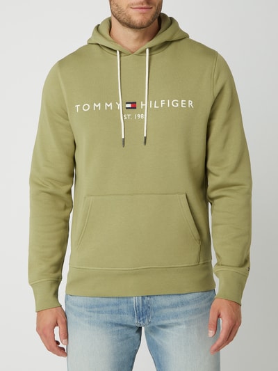 Tommy Hilfiger Bluza z kapturem i detalami z logo  Oliwkowy 4