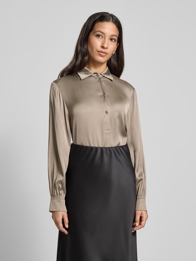 Emily Van den Bergh Regular fit blouse van viscose met knoopsluiting Middenbruin - 4