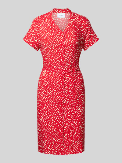 VILA Knielange jurk van viscose met strikceintuur Rood - 2