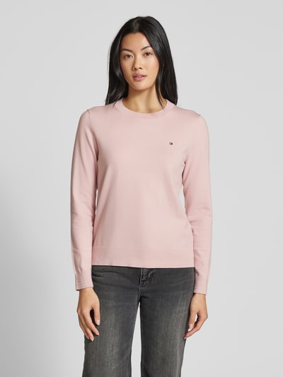 Tommy Hilfiger Strickpullover mit Logo-Stitching Rosa 4