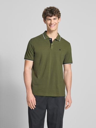 CHAMPION Regular Fit Poloshirt mit Logo-Stitching Oliv 4