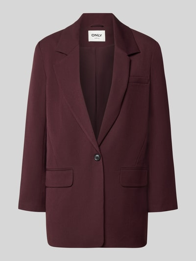 Produktfoto, Regular Fit Longblazer mit 1-Knopf-Verschluss von ONLY in Dunkelrot, glatte Oberfläche, klare Linien, Damen Longblazer von ONLY