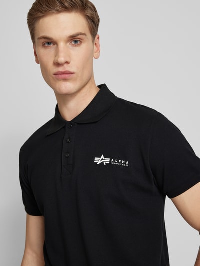 Alpha Industries Regular fit poloshirt met labelprint Zwart - 3