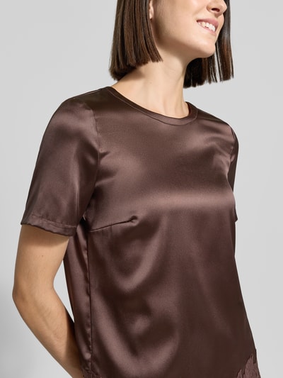 Christian Berg Woman Selection Regular Fit Bluse aus Satin mit Spitzenbesatz Dunkelbraun 3