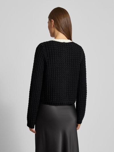 Liu Jo White Strickjacke mit gerippten Abschlüssen Black 5