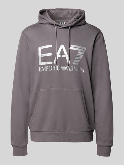 EA7 Emporio Armani Hoodie mit Label-Print Mittelgrau 2