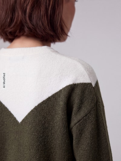 VERO MODA sweter krój regular fit z dodatkiem wełny model 'PLAZA' Ciemnozielony 3