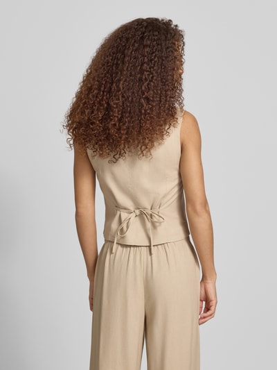 ONLY Regular Fit Leinenweste mit Bindeband Modell 'GOA' Sand 5