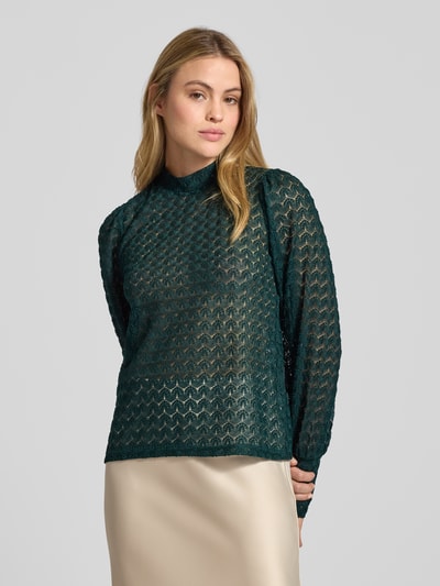 Vero Moda Regular Fit Spitzenbluse mit Mock Neck Modell 'BECCA' Bottle 4