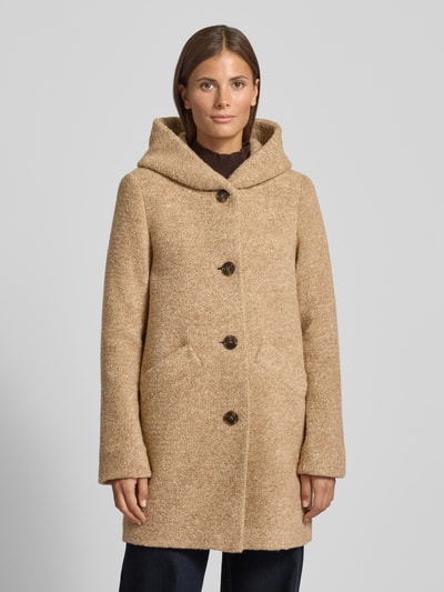 Fuchs Schmitt Regular fit lange jas met scheerwol Camel gemêleerd - 4