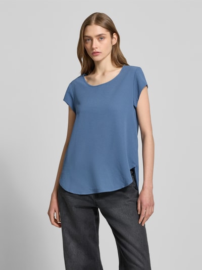 Only Loose fit blouse met korte mouwen in crêpelook, model 'VIC' Lichtblauw gemêleerd - 4