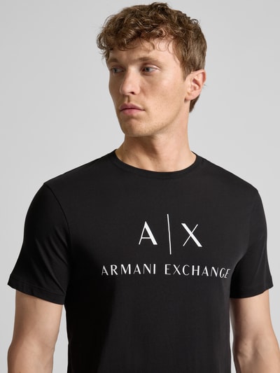 ARMANI EXCHANGE T-shirt o kroju slim fit z czystej bawełny z nadrukiem z logo Czarny 3