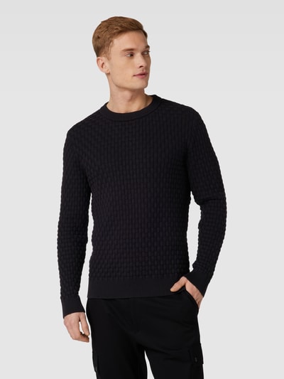 HUGO Gebreide pullover met ronde hals, model 'Stubon' Zwart - 4