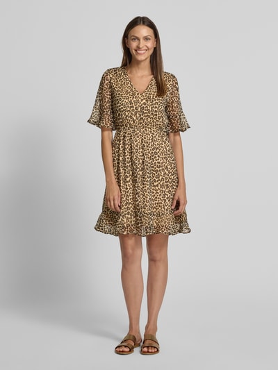 Vero Moda Getailleerde mini-jurk met V-hals, model 'SMILLA' Middenbruin - 1