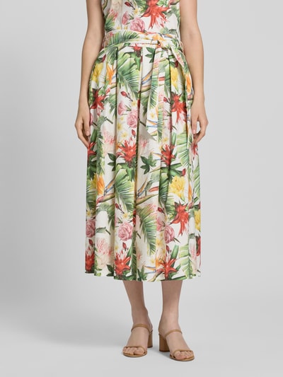 More & More Midirock mit Bindegürtel und elastischem Bund Gruen 4