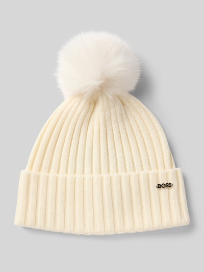 BOSS Pudelmütze aus reiner Schurwolle Modell 'LONIE' Offwhite 1