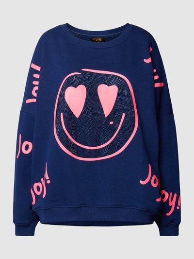 miss goodlife Sweatshirt mit Strasssteinbesatz Modell 'JOY' Marine 2