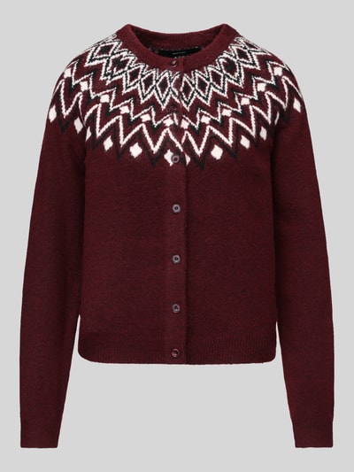 VERO MODA Regular Fit Strickjacke mit Wollanteil Modell 'KARLA' Dunkelrot 2