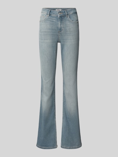 Productfoto, lichtblauwe regular bootcut jeans met subtiele wassing, gladde textuur, Regular Fit Bootcut-Jeans aus Baumwoll-Mix Modell 'BLUSH' van ONLY, dames bootcut-jeans