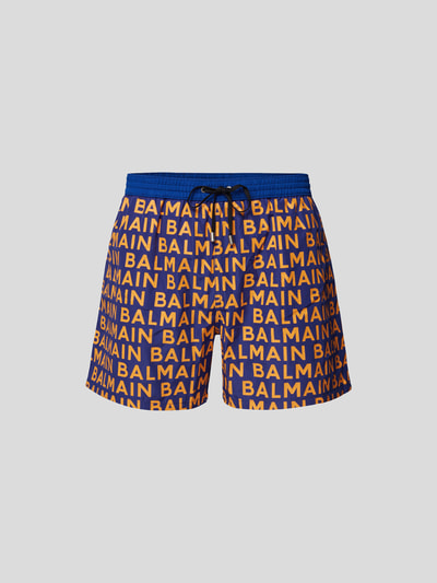 Balmain Badehose mit Allover-Label-Print Blau 2