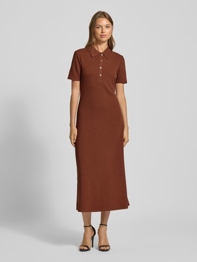 Zero Midikleid mit Strukturmuster Mittelbraun 4