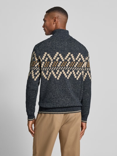 Lerros Sweter z dzianiny o kroju regular fit z kołnierzem zapinanym Ciemnoniebieski 5