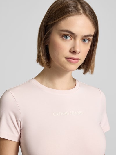 Guess Jeans Slim Fit T-Shirt mit Label-Print Rosa 3