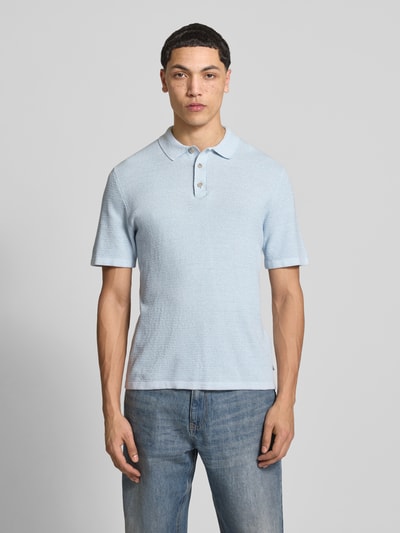 JACK & JONES Regular Fit Poloshirt mit Strukturmuster Modell 'GEORGE' Hellblau Melange 4