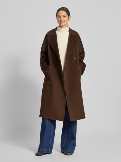 Weekend Max Mara Płaszcz wełniany o kroju regular fit z czystej żywej wełny model ‘RESINA’ Czekoladowy 1