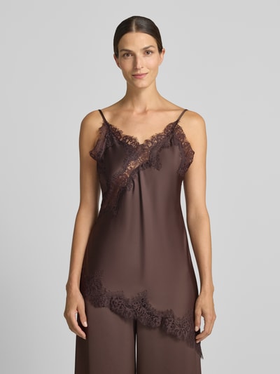 Jake*s Cocktail Regular fit blousetop met kant Donkerbruin - 4